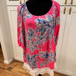 Lilly Pulitzer Pink Printed Cotton Coverup, Size S